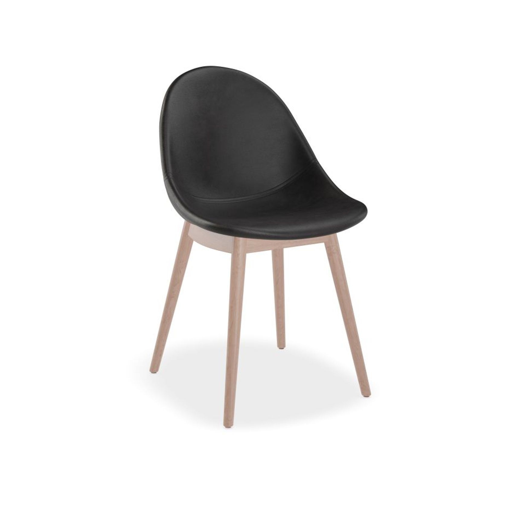 Pebble Chair Black Upholstered Vintage Seat - Pyramid Fixed Base with Castors - Black gallery detail image