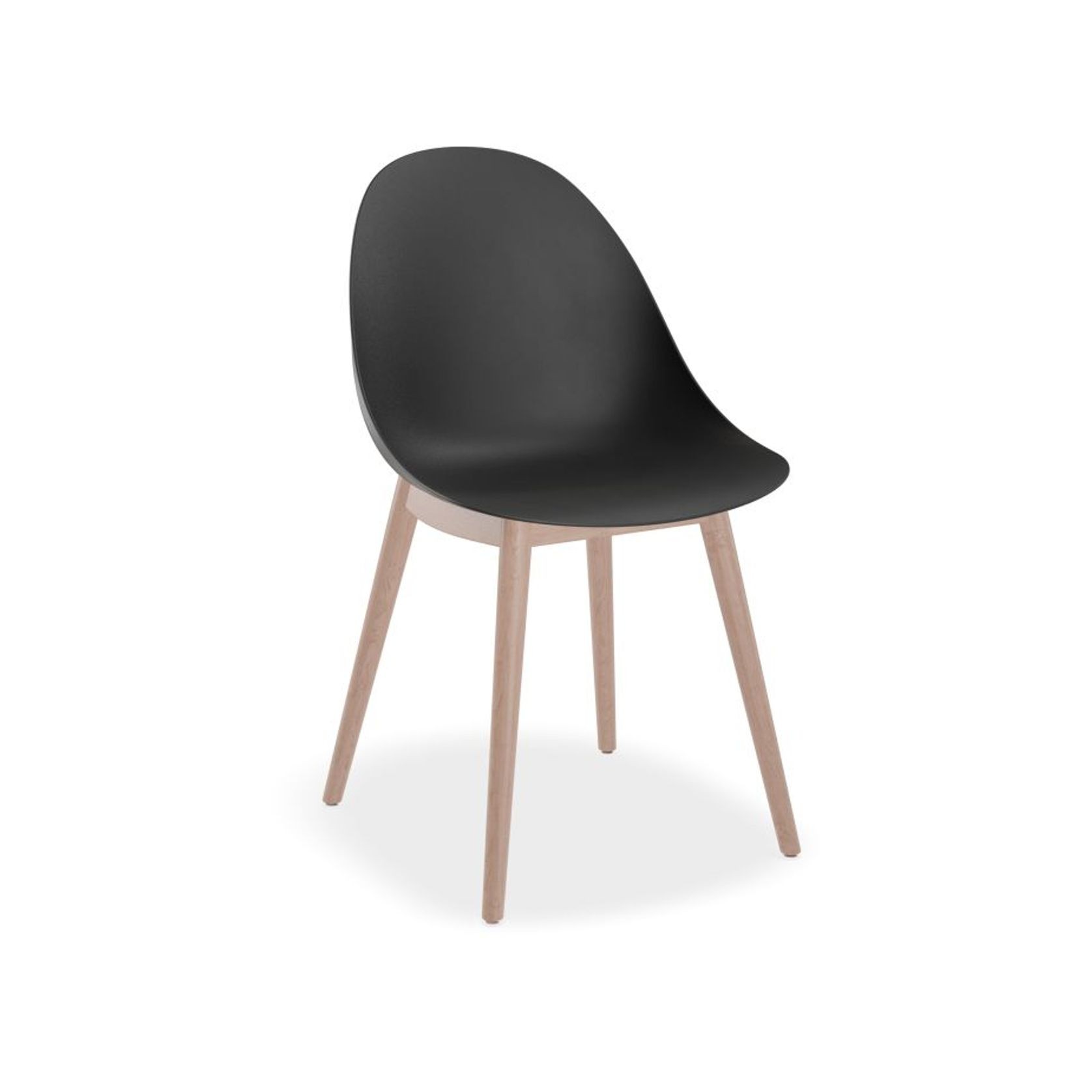 Pebble Chair Black with Shell Seat - Natural Beechwood Base gallery detail image