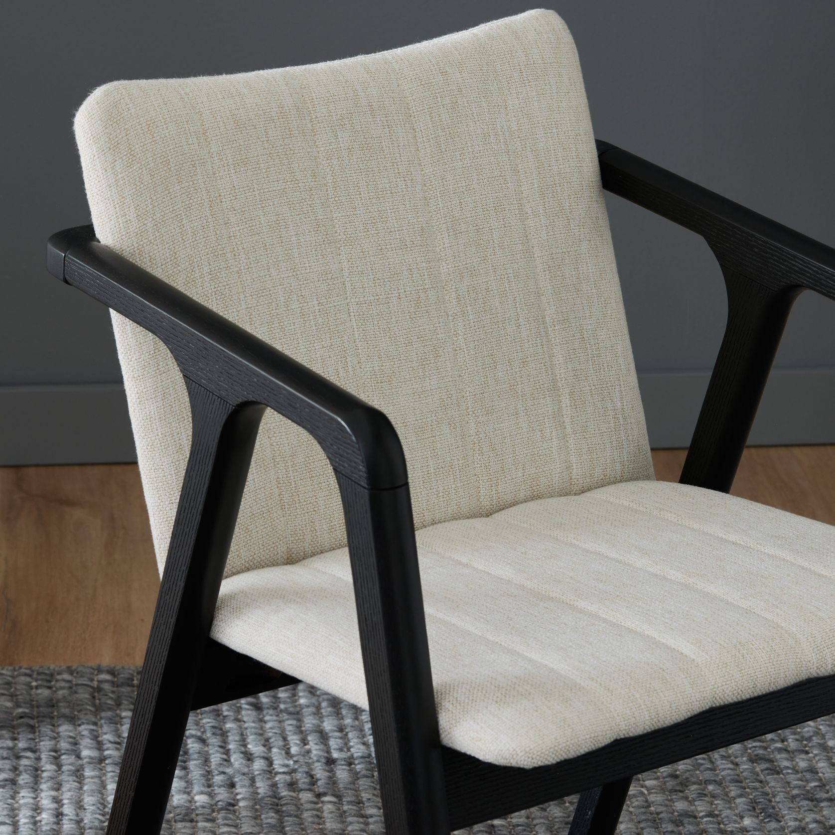 Elm Black Hardwood Dining Chair | Beige Fabric gallery detail image