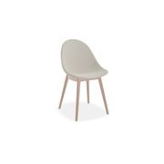 Pebble Fabric Light Grey Upholstered Chair - Pyramid Fixed Base - Black gallery detail image