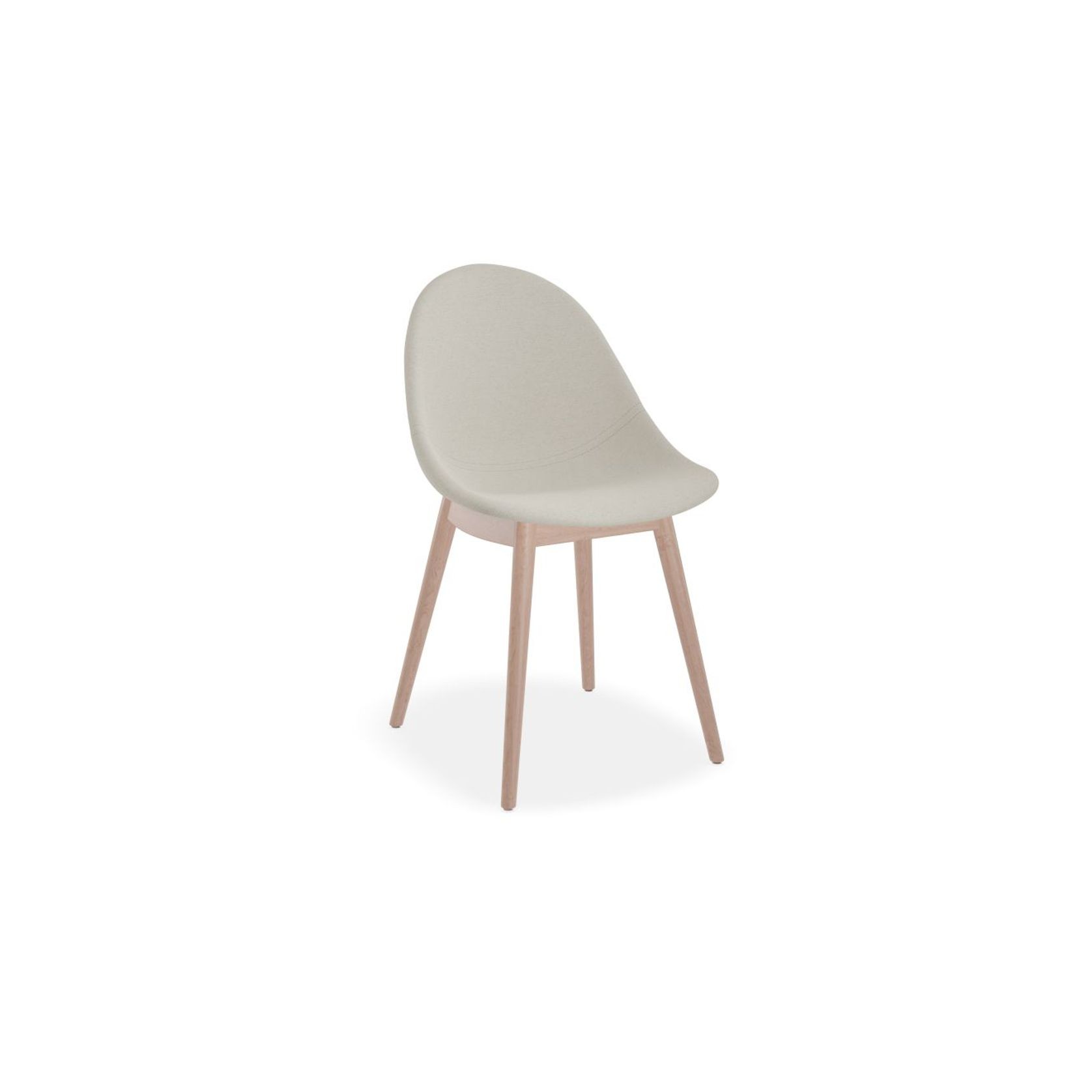 Pebble Fabric Light Grey Upholstered Chair - Natural Beechwood Base gallery detail image
