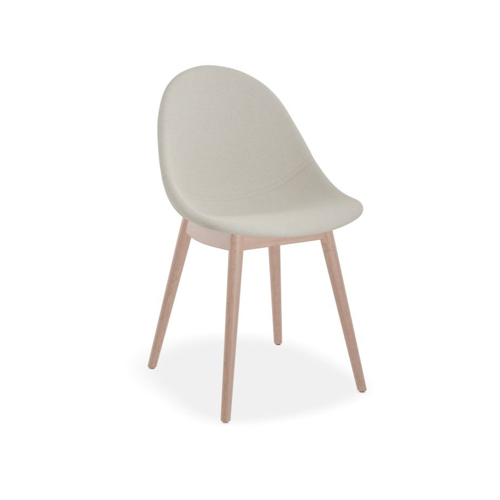 Pebble Fabric Light Grey Upholstered Chair - 4 Post Base - White gallery detail image