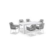 Hugo Ceramic 1.8m Dining Table with 6 Hugo Rope Chairs gallery detail image