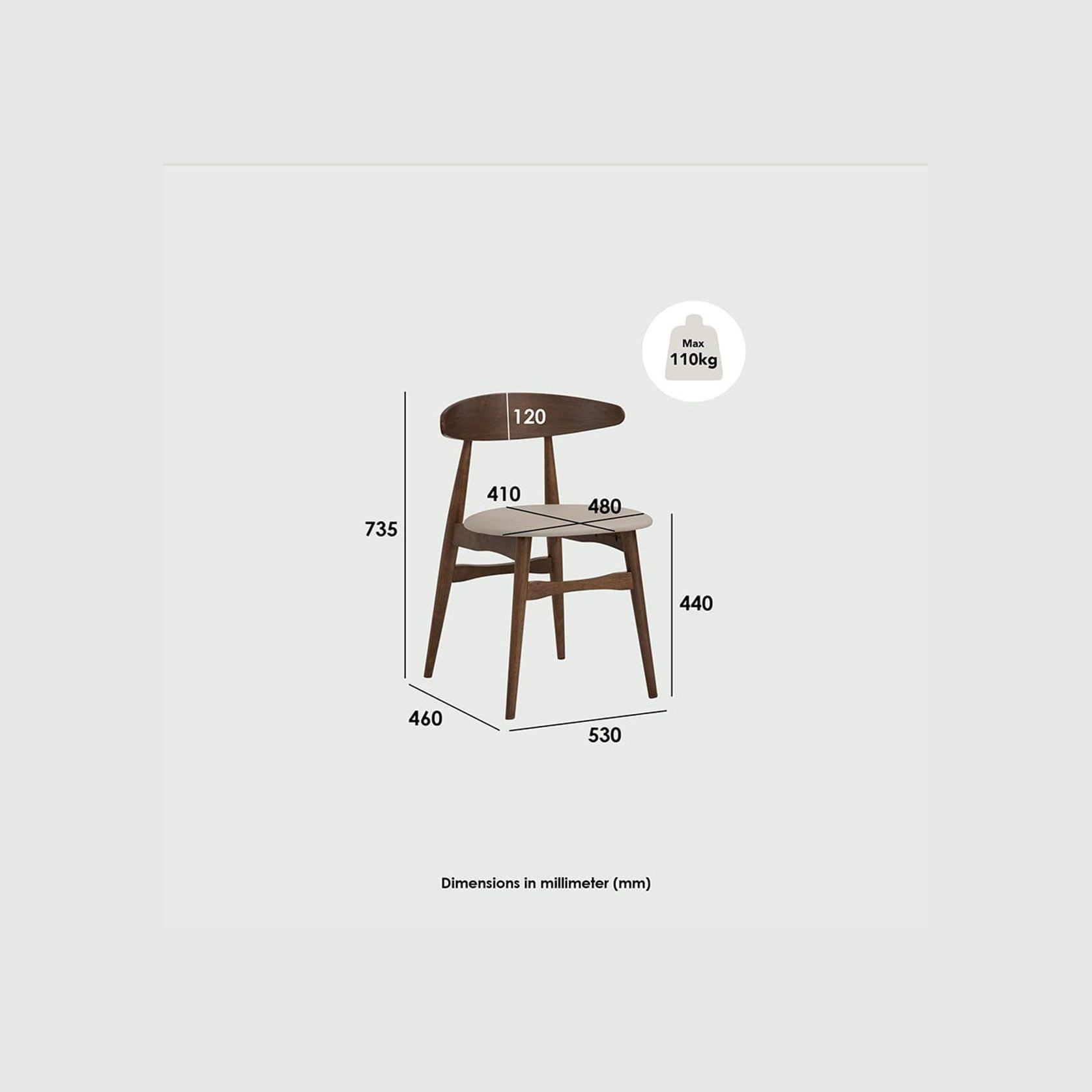 TELYN Dining Chair - Cocoa + Cream gallery detail image