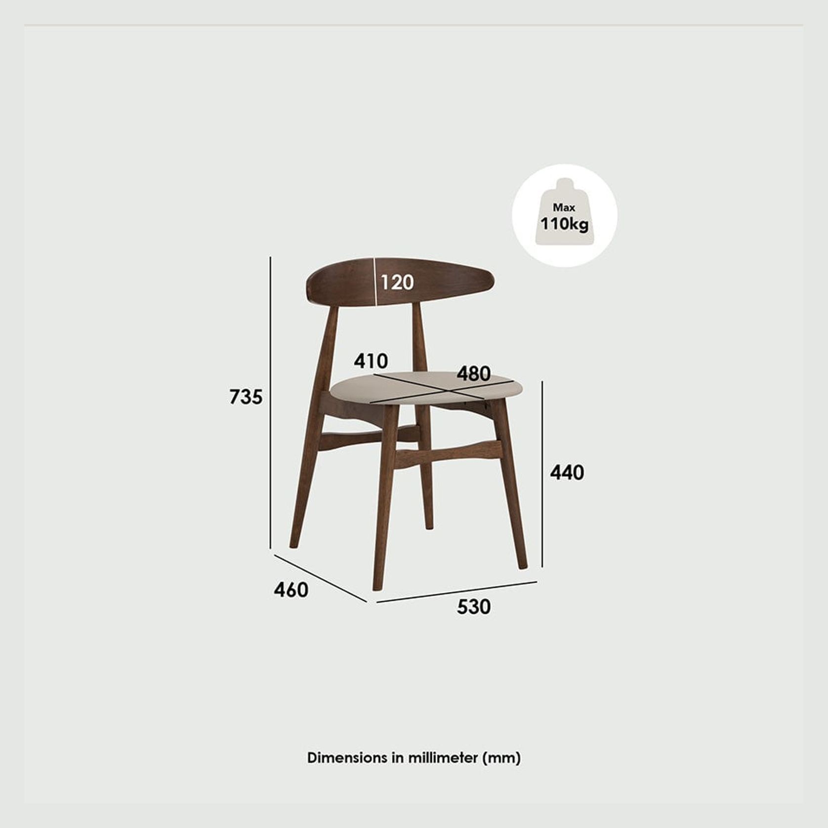 TELYN Dining Chair - Cocoa + Cream gallery detail image