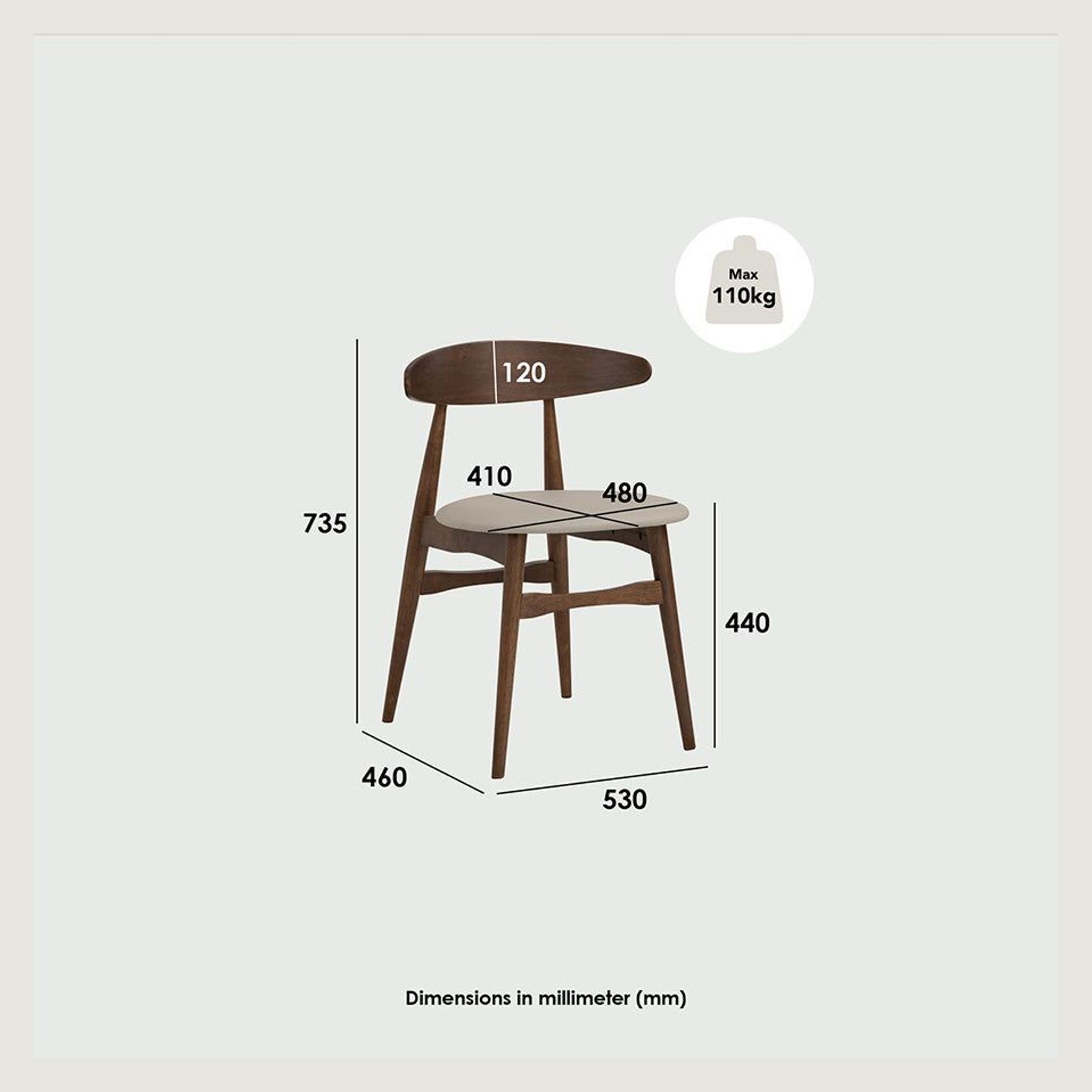 TELYN Dining Chair - Cocoa + Cream gallery detail image