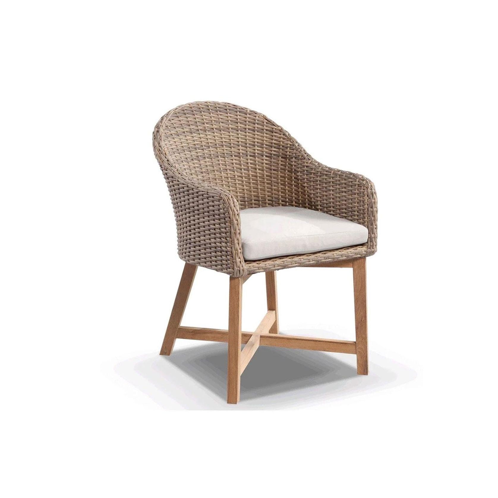 Coastal Outdoor Wicker Dining Chair w/Teak Timber Legs gallery detail image