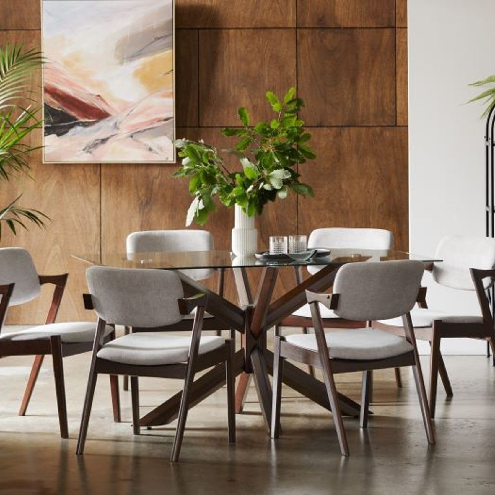 Bella 7PCE Glass Dining Set | Dark Hardwood gallery detail image