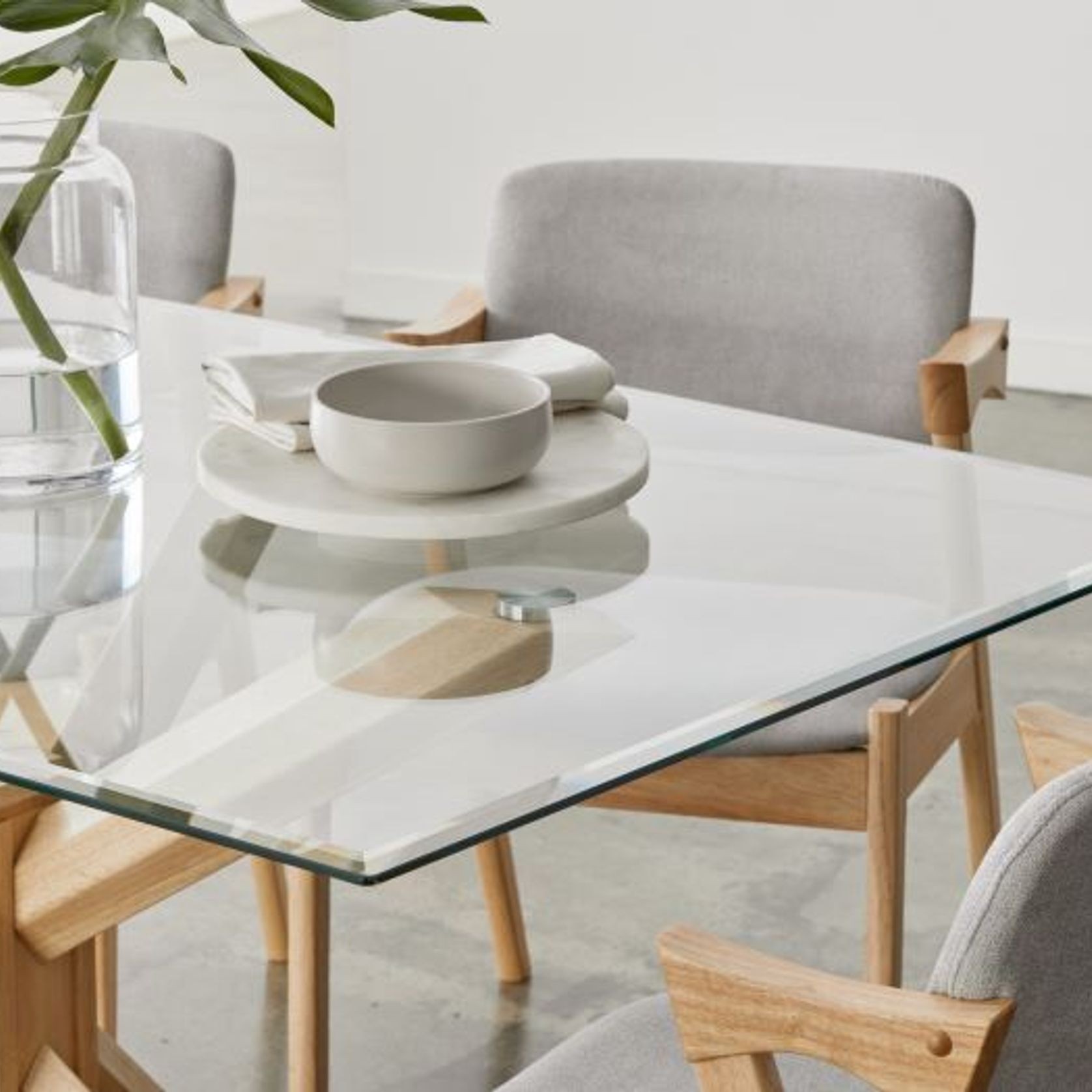 Bella 7PCE Glass Dining Set | Natural Hardwood gallery detail image
