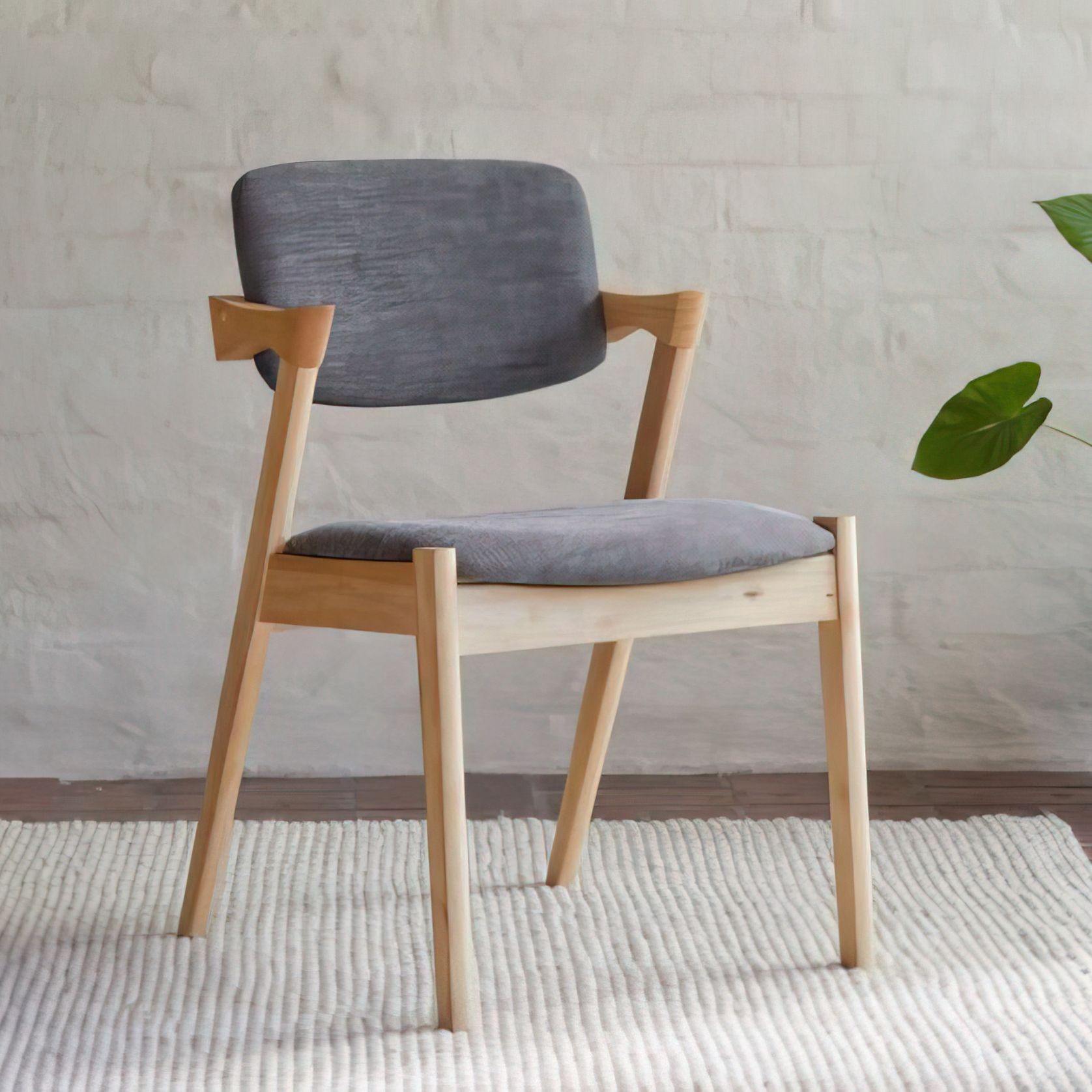 Bella Natural Hardwood Dining Chair | Black Fabric gallery detail image