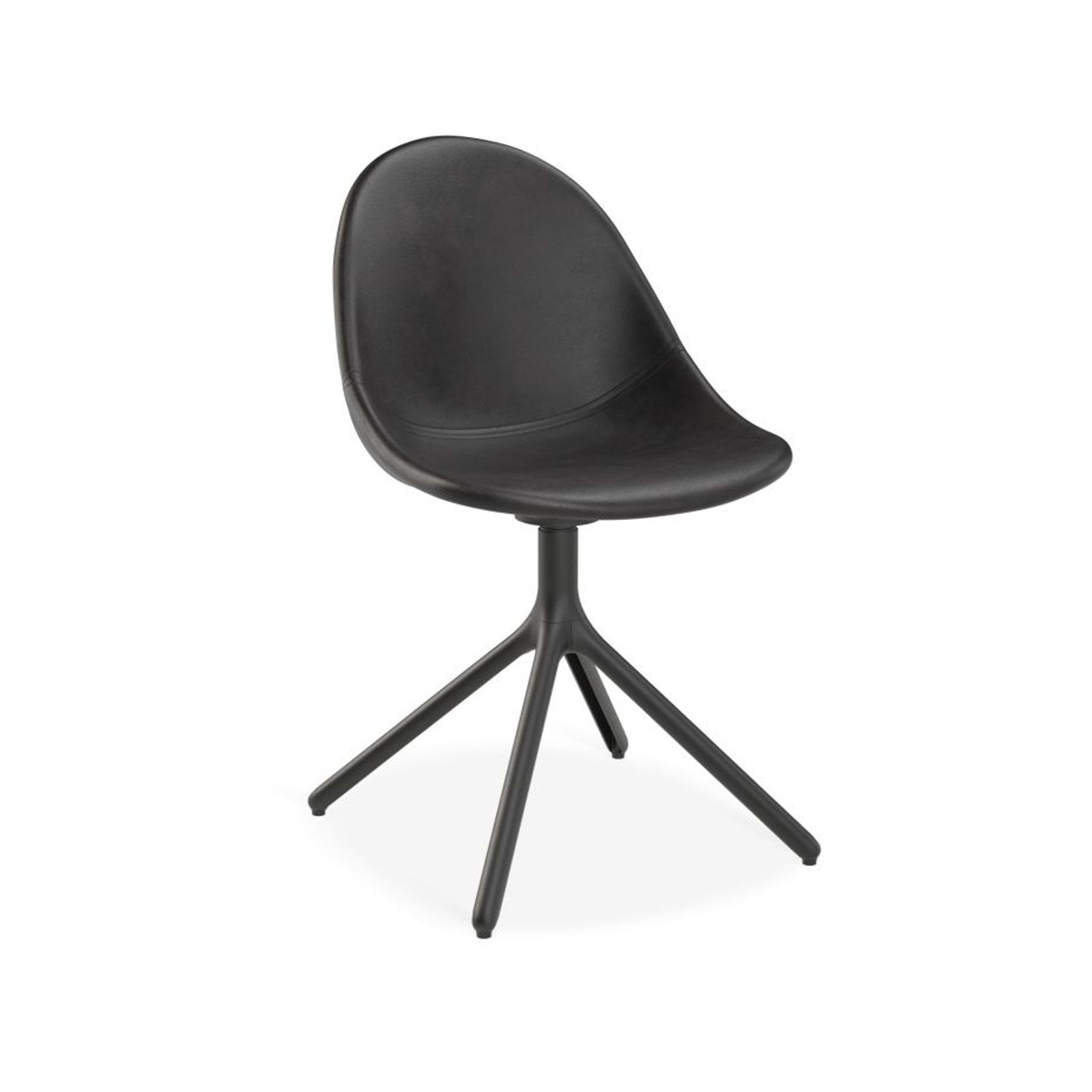 Pebble Chair Black Upholstered Vintage Seat - Sled Base - Black gallery detail image