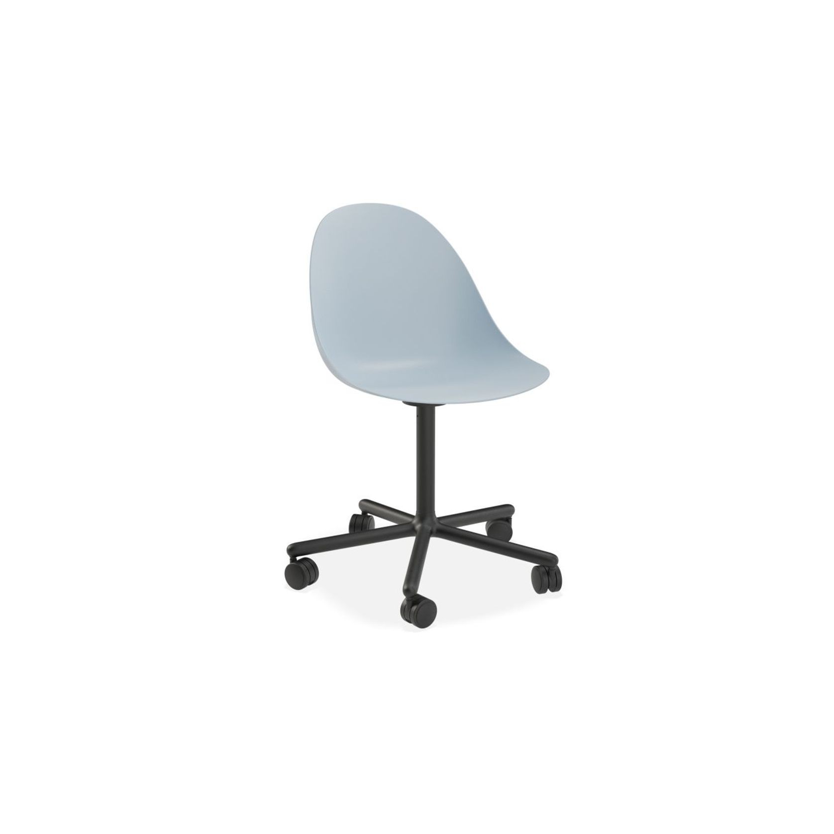 Pebble Chair Pale Blue with Shell Seat - Sled Stackable Base - White gallery detail image