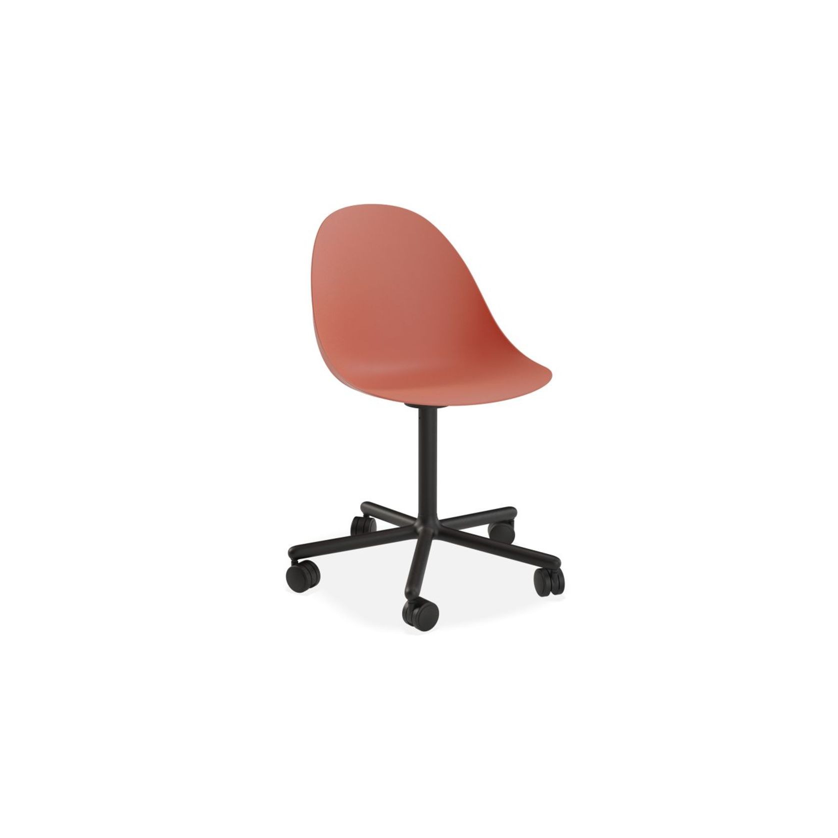 Pebble Chair Coral with Shell Seat - Pyramid Fixed Base - Black gallery detail image