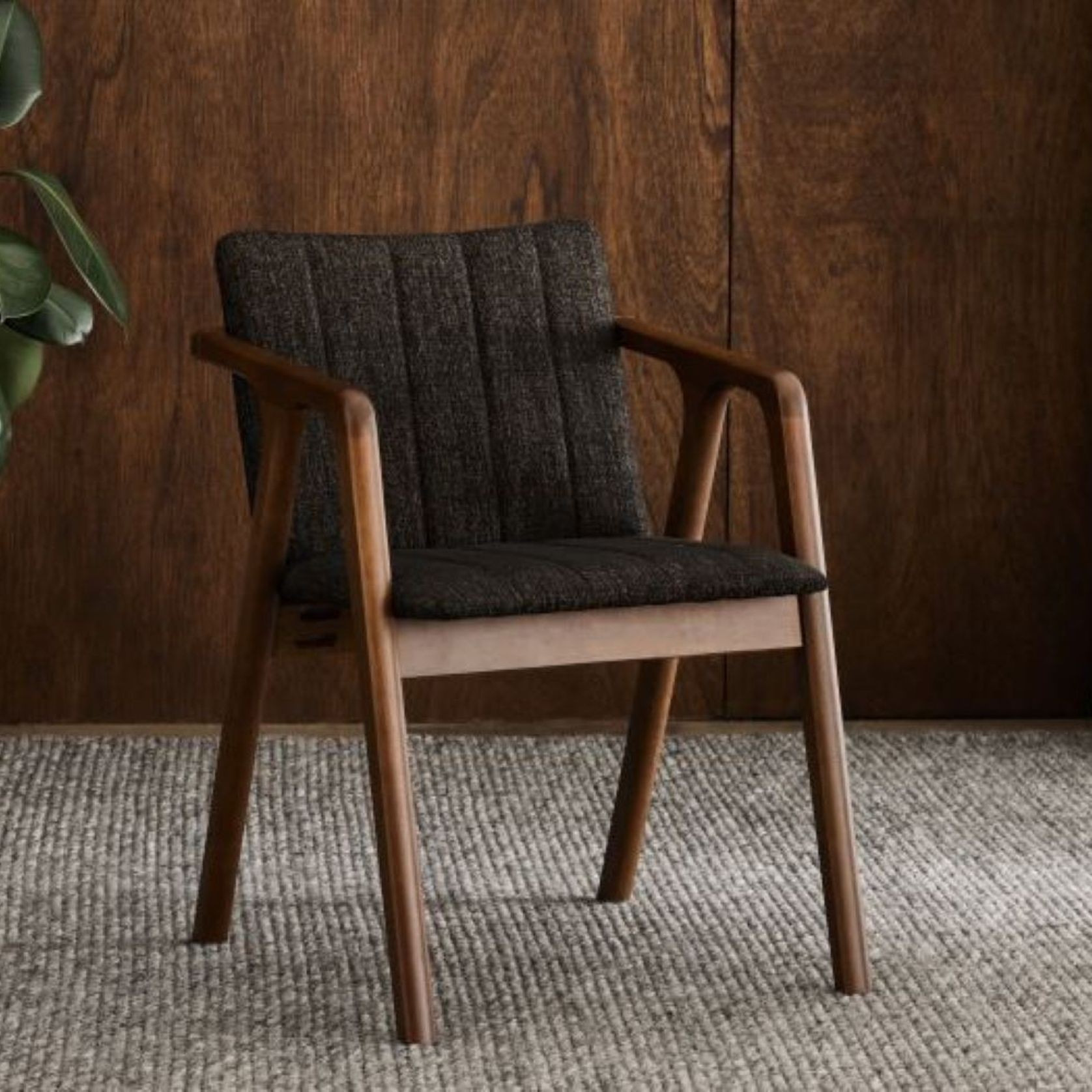 Elm 9PCE Hardwood Dining Set | Walnut & Black Fabric gallery detail image