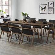 Elm 9PCE Hardwood Dining Set | Walnut & Black Fabric gallery detail image