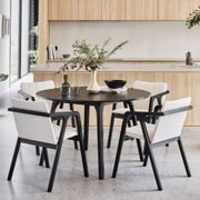 Elm Black Hardwood Dining Chair | Beige Fabric gallery detail image