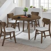 Soho 5PCE Hardwood Dining Set | Walnut | Beige Fabric gallery detail image