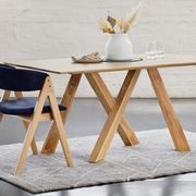 Gaudi 7PCE Natural Hardwood Dining Set | Navy Blue gallery detail image