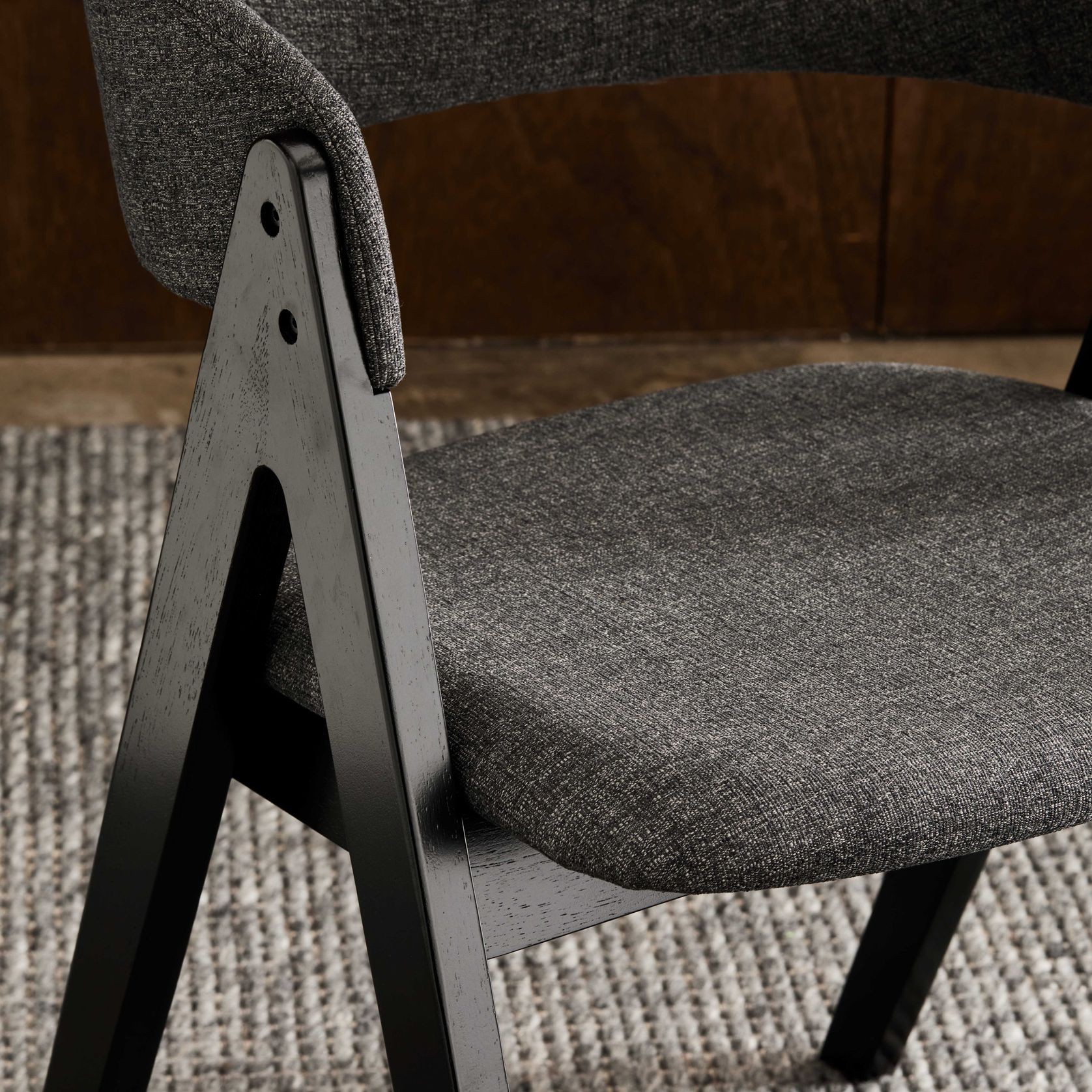 Gaudi Black Hardwood Dining Chair | Charcoal Fabric gallery detail image