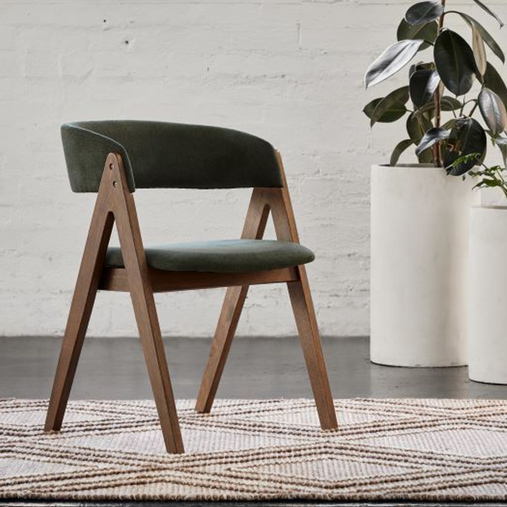 Gaudi Hardwood Dining Chair | Green | Walnut gallery detail image