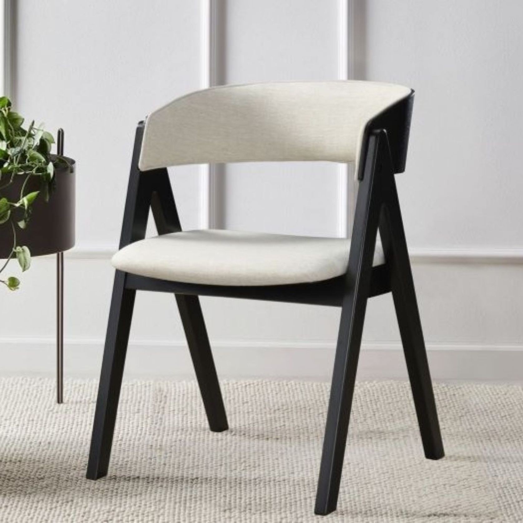 Gaudo 7PCE Black Hardwood Dining Set | Beige Fabric gallery detail image