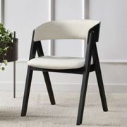 Gaudo Black Hardwood Dining Chair | Beige Fabric gallery detail image