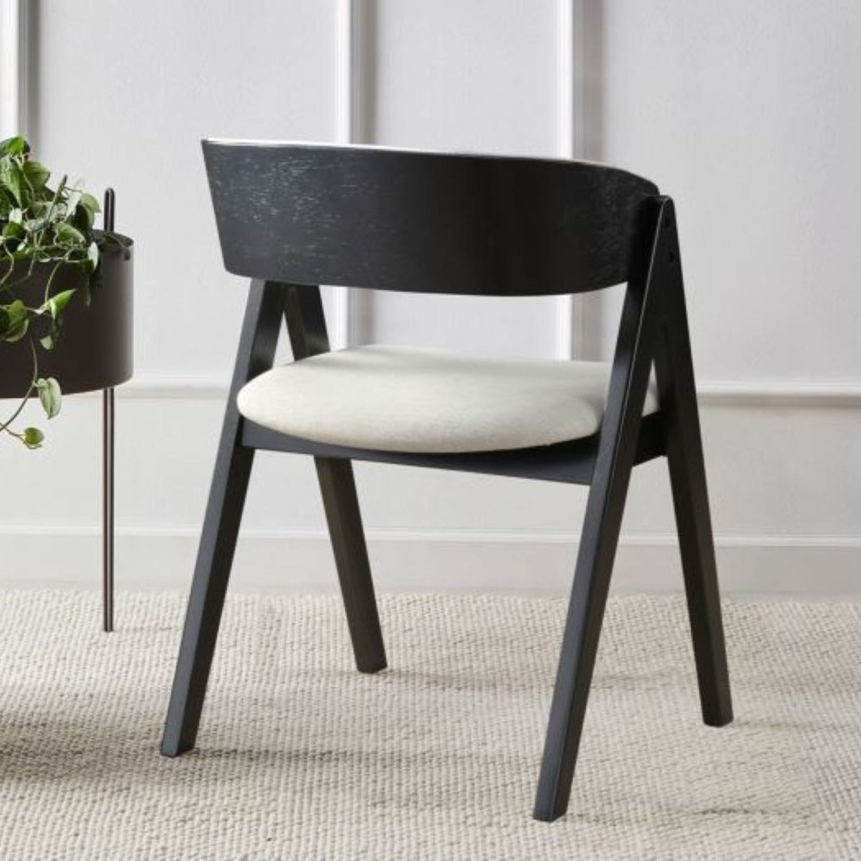 Gaudo 7PCE Black Hardwood Dining Set | Beige Fabric gallery detail image