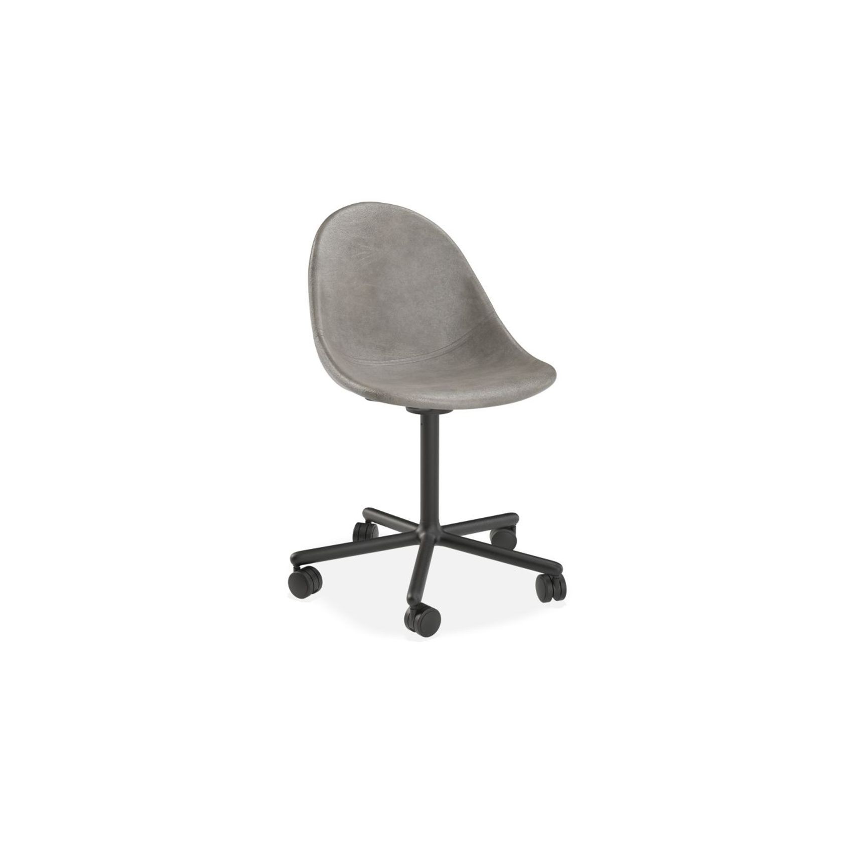 Pebble Chair Grey Upholstered Vintage Seat - Pyramid Fixed Base with Castors - Black gallery detail image
