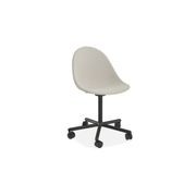 Pebble Fabric Light Grey Upholstered Chair - Swivel Base w Castors - Black gallery detail image