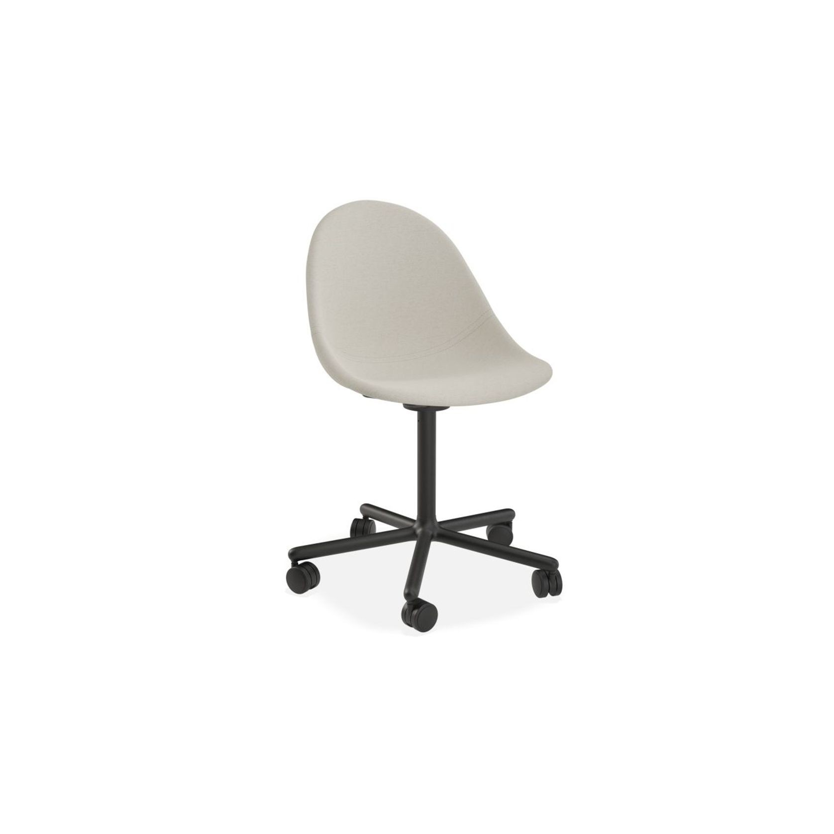 Pebble Fabric Light Grey Upholstered Chair - Sled Base - White gallery detail image
