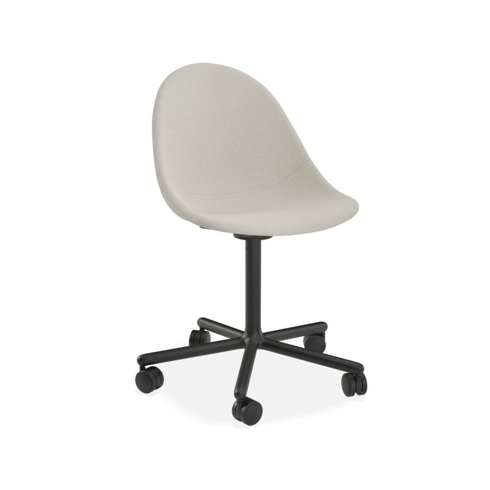 Pebble Fabric Light Grey Upholstered Chair - Sled Base - White gallery detail image