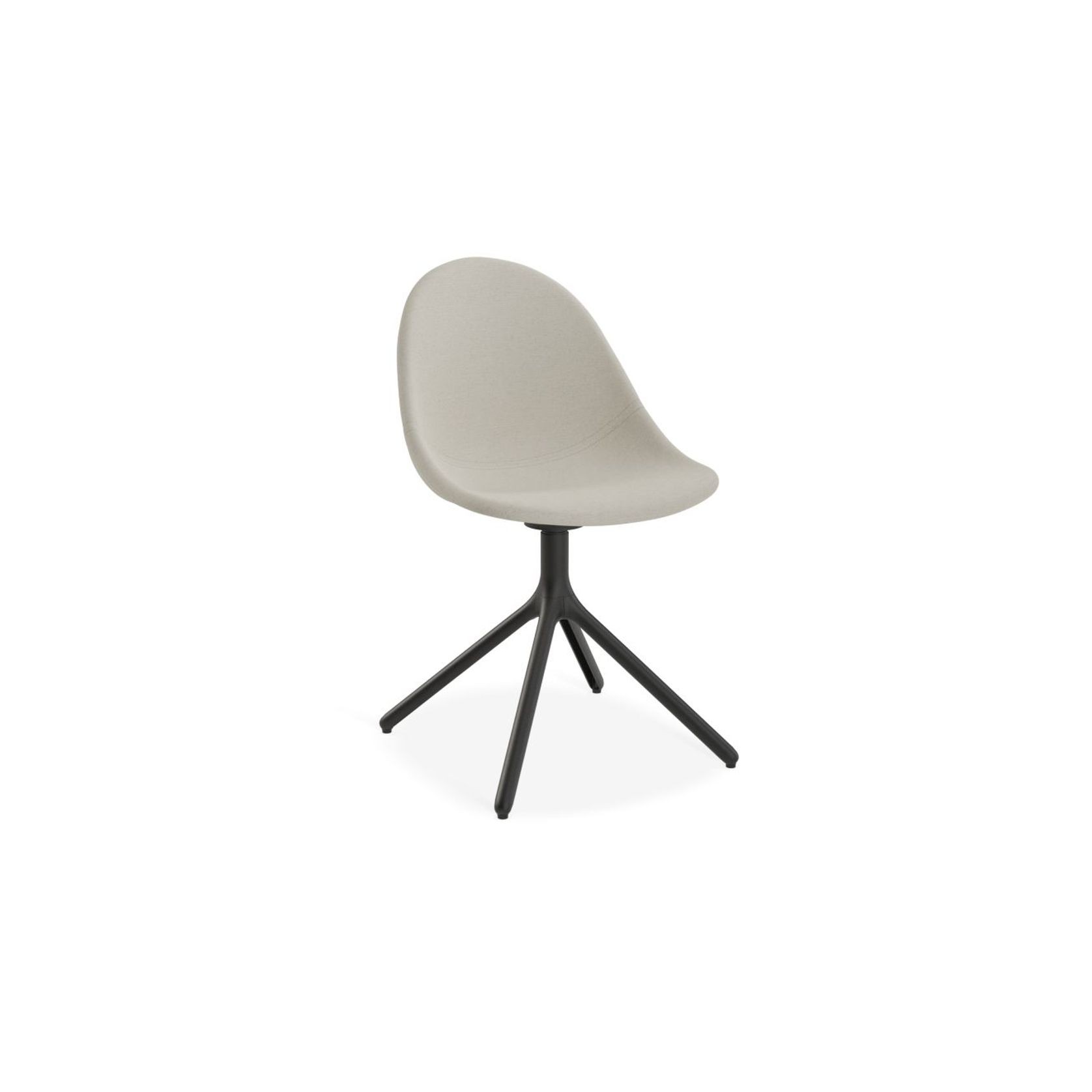 Pebble Fabric Light Grey Upholstered Chair - Pyramid Fixed Base with Castors - Black gallery detail image