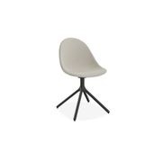 Pebble Fabric Light Grey Upholstered Chair - Sled Base - White gallery detail image