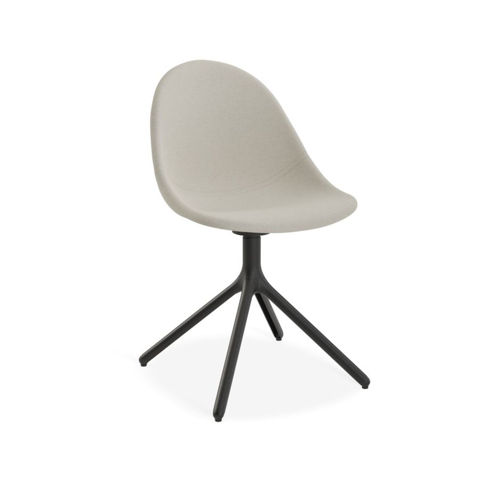 Pebble Fabric Light Grey Upholstered Chair - 4 Post Base - White gallery detail image