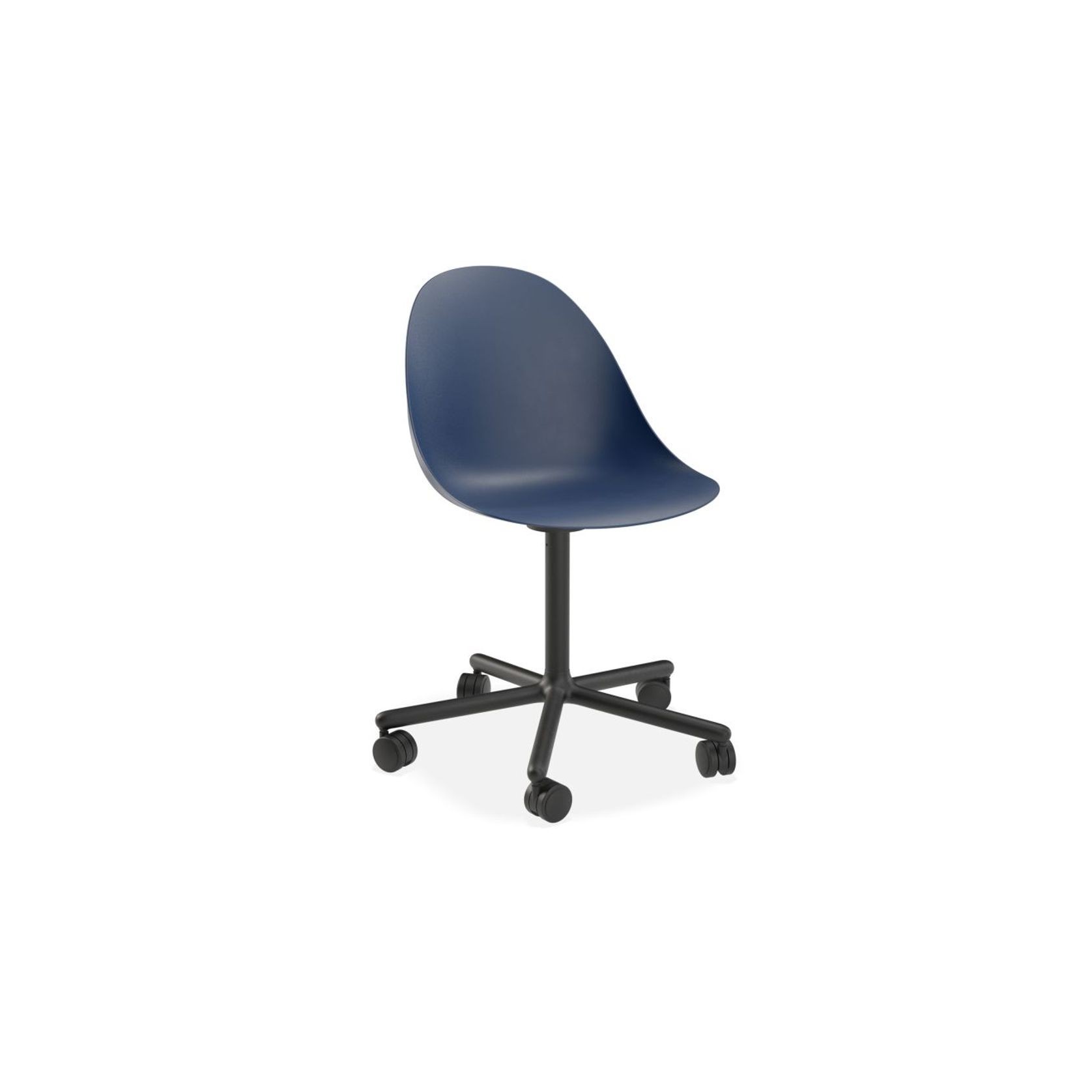 Pebble Chair Navy Blue with Shell Seat - 4 Post Stackable  Base - White gallery detail image