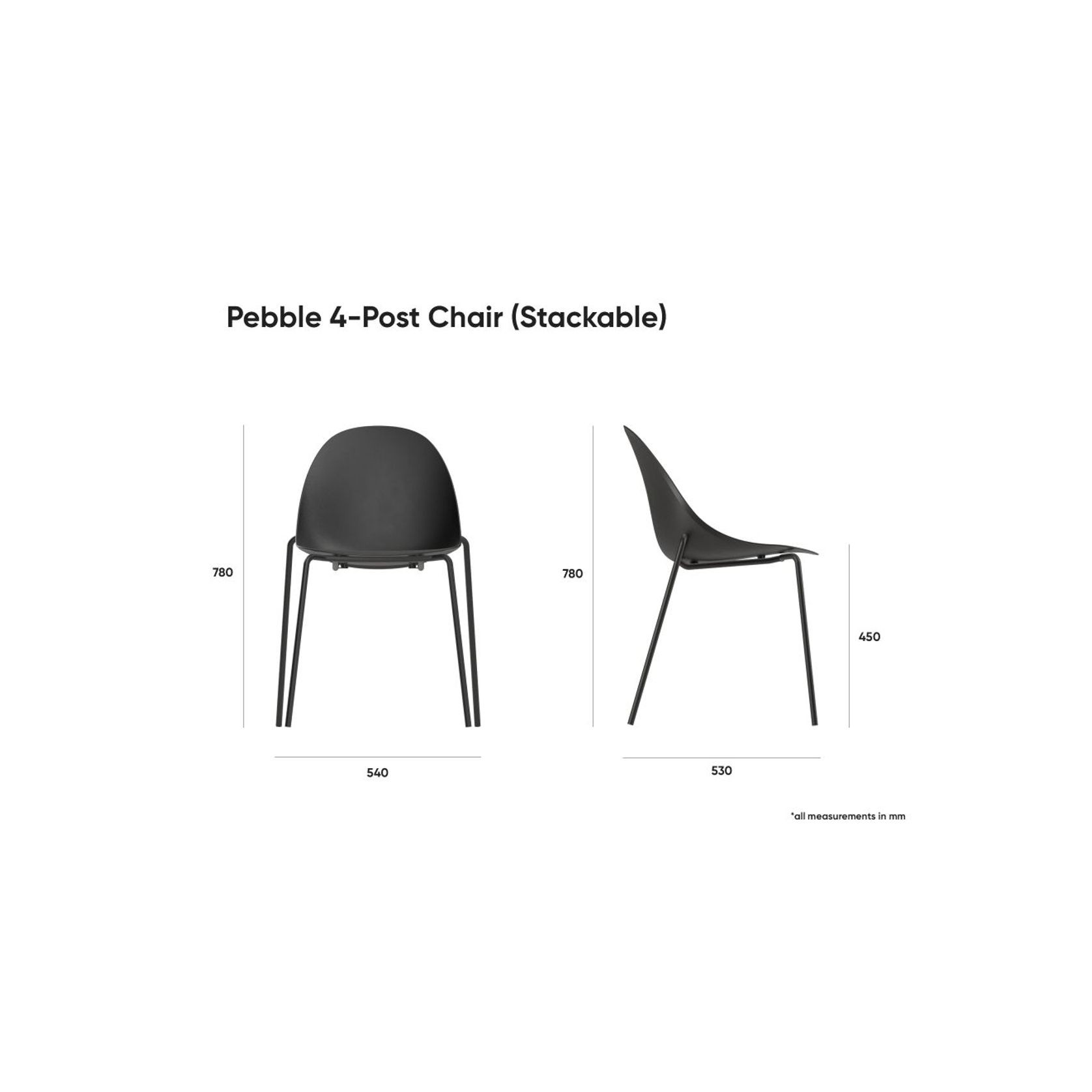 Pebble Fabric Light Grey Upholstered Chair - Pyramid Fixed Base - Black gallery detail image