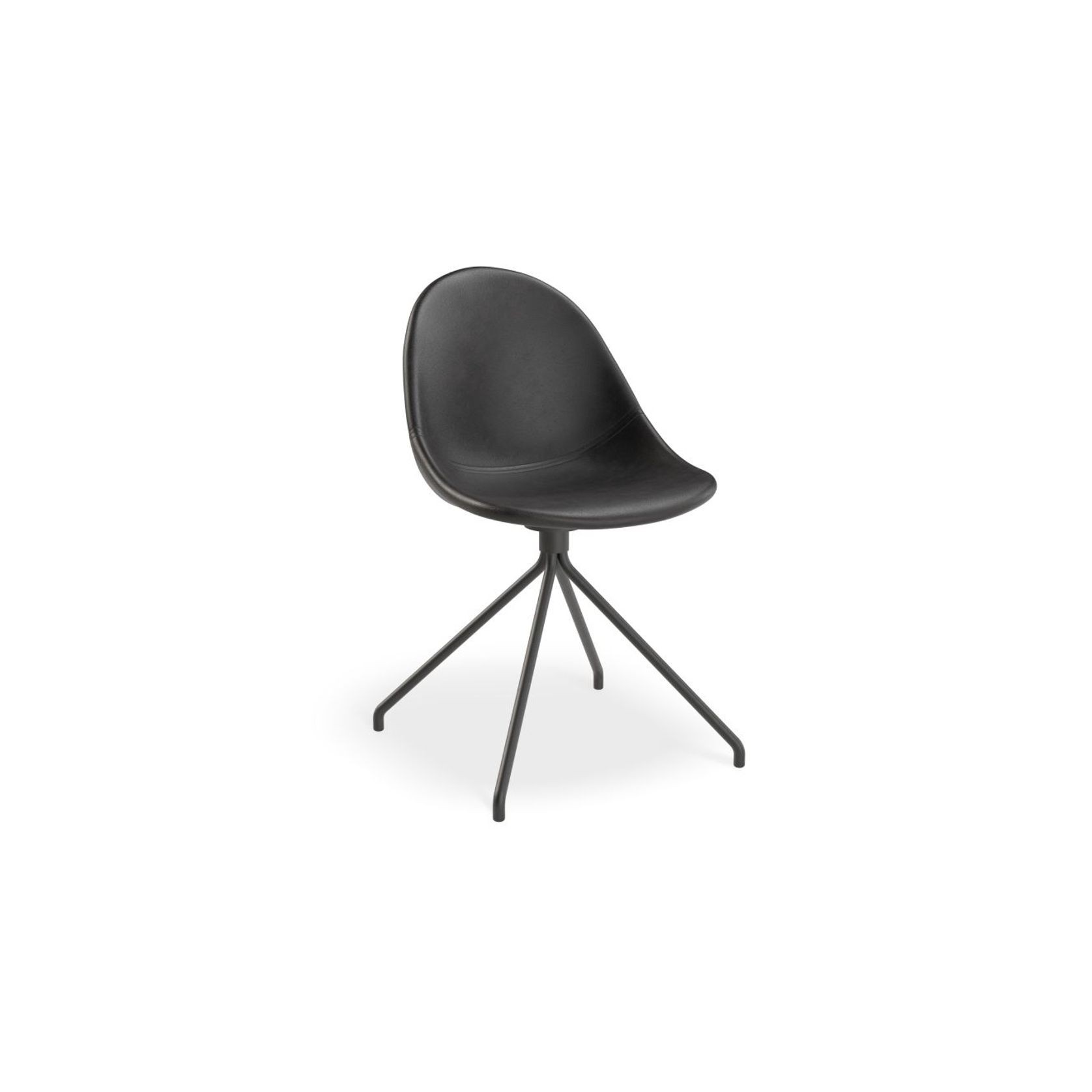 Pebble Chair Black Upholstered Vintage Seat - Pyramid Fixed Base with Castors - Black gallery detail image