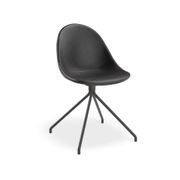 Pebble Chair Black Upholstered Vintage Seat - Pyramid Fixed Base with Castors - Black gallery detail image