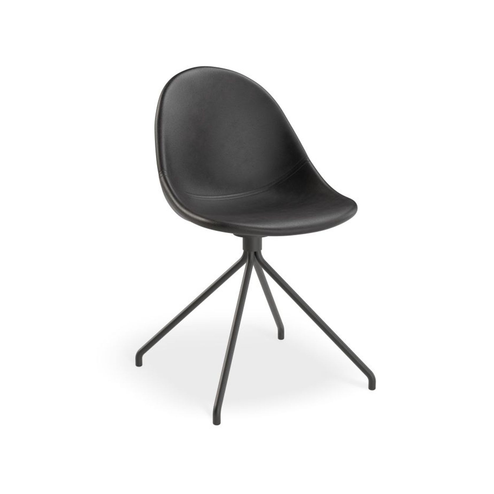 Pebble Chair Black Upholstered Vintage Seat - Sled Base - Black gallery detail image