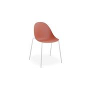 Pebble Chair Coral with Shell Seat - 4 Post Stackable  Base - White gallery detail image