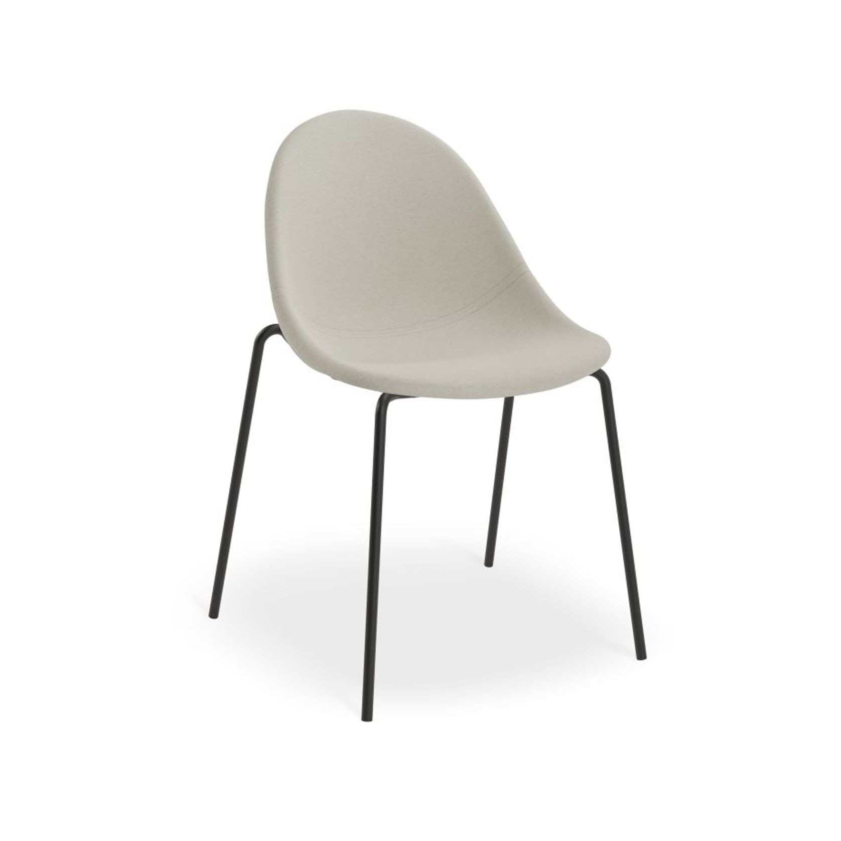 Pebble Fabric Light Grey Upholstered Chair - Sled Base - Black gallery detail image