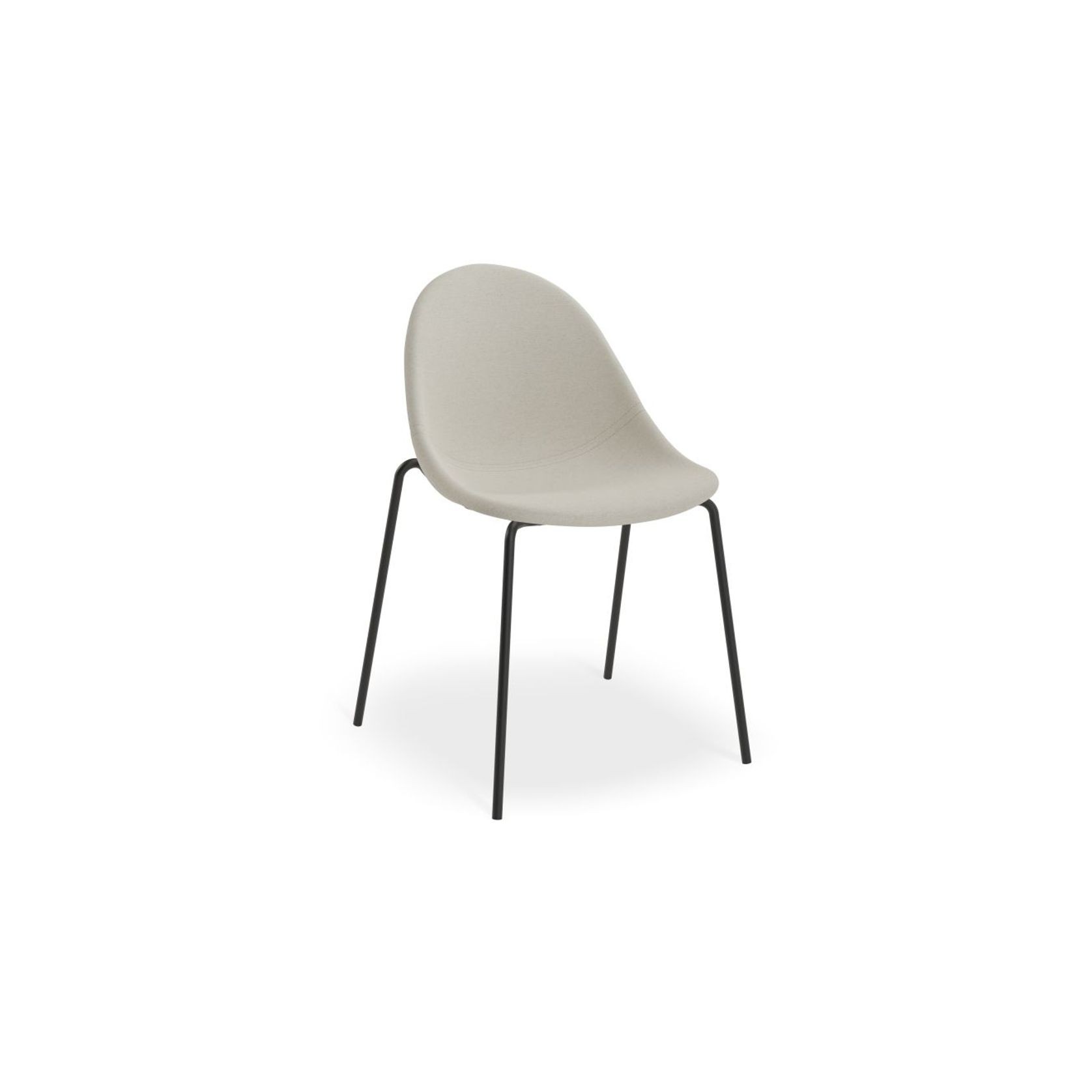 Pebble Fabric Light Grey Upholstered Chair - Sled Base - White gallery detail image