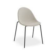 Pebble Fabric Light Grey Upholstered Chair - Sled Base - White gallery detail image