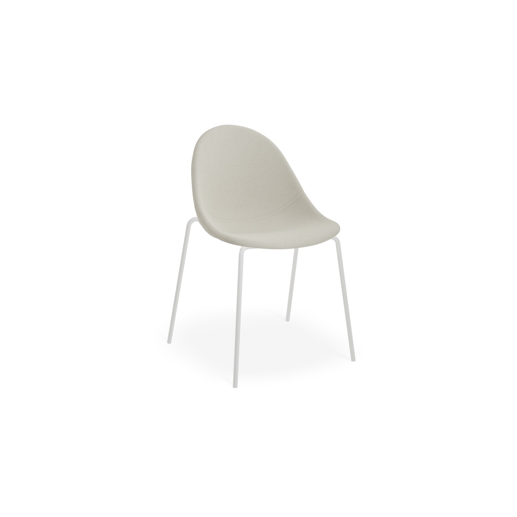 Pebble Fabric Light Grey Upholstered Chair - 4 Post Base - White gallery detail image