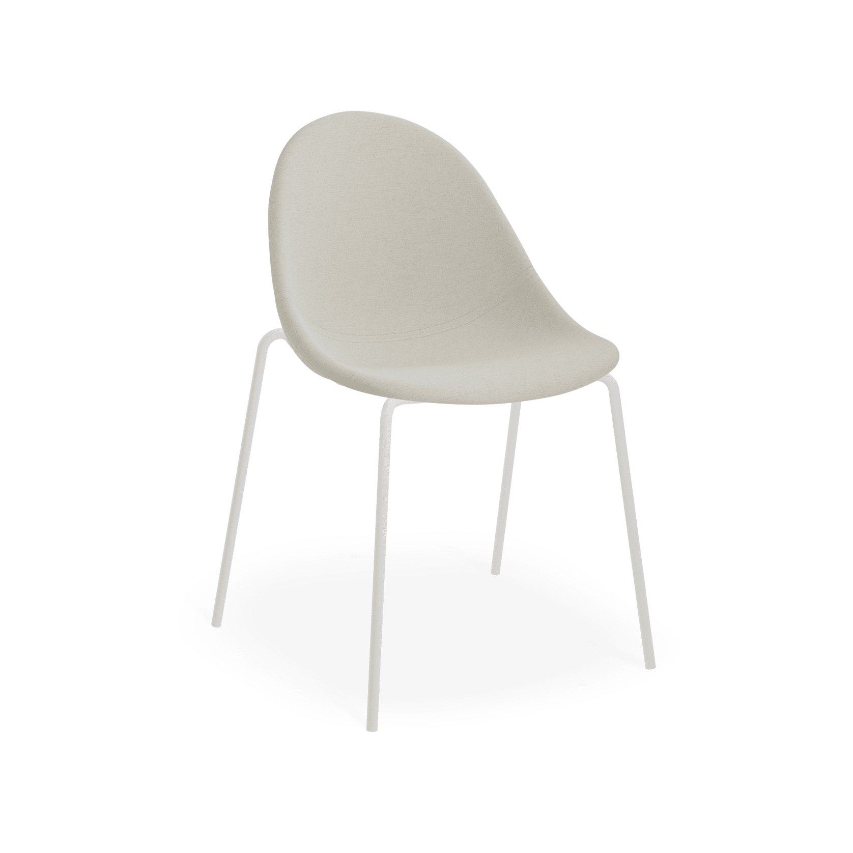 Pebble Fabric Light Grey Upholstered Chair - 4 Post Base - White gallery detail image
