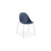 Pebble Chair Navy Blue with Shell Seat - 4 Post Stackable  Base - White gallery detail image