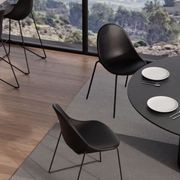 Pebble Chair Black Upholstered Vintage Seat - Pyramid Fixed Base with Castors - Black gallery detail image