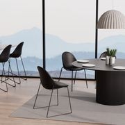 Pebble Chair Black Upholstered Vintage Seat - Pyramid Fixed Base with Castors - Black gallery detail image