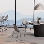 Pebble Chair Grey with Shell Seat - Sled Stackable Base - Black gallery detail image