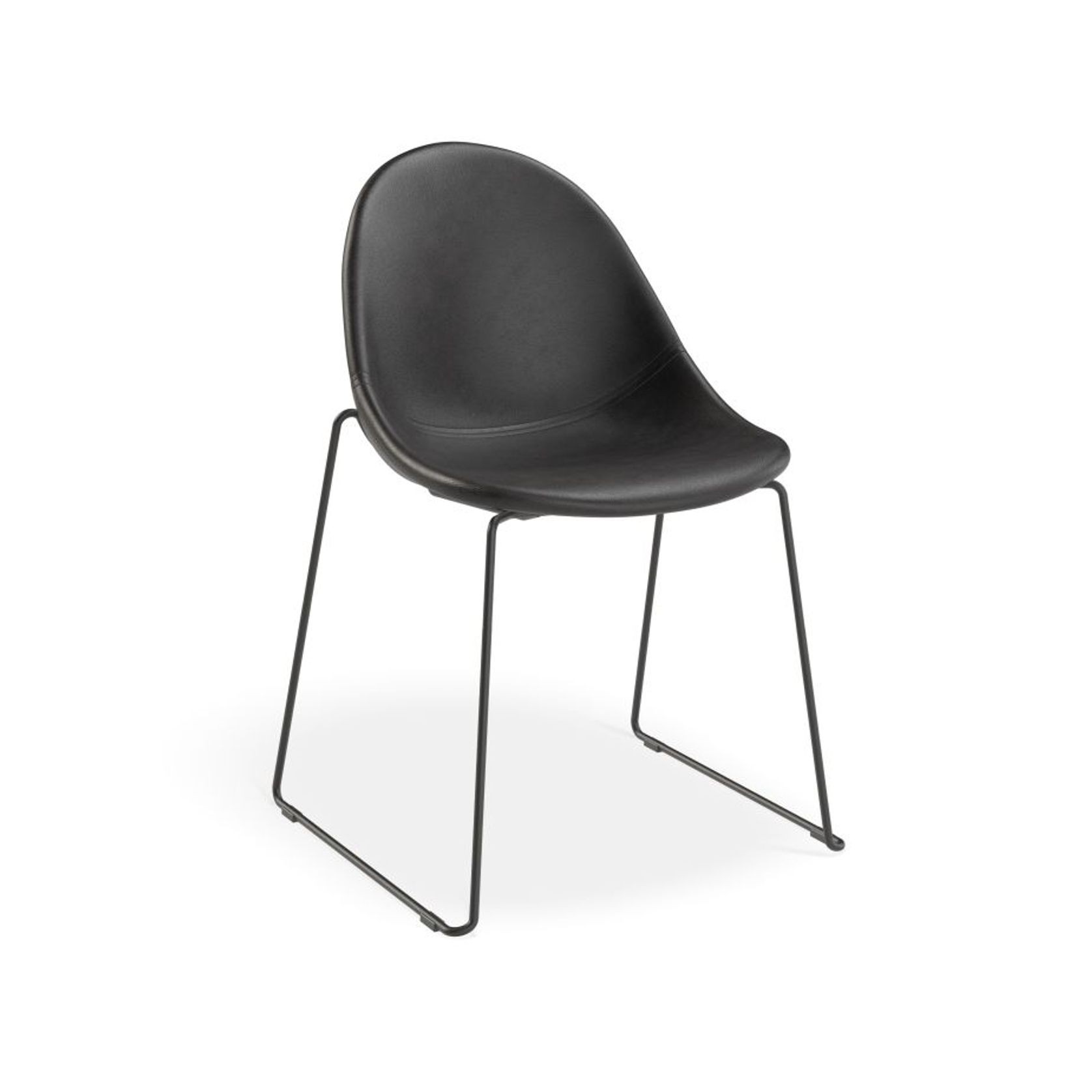 Pebble Chair Black Upholstered Vintage Seat - Sled Base - Black gallery detail image